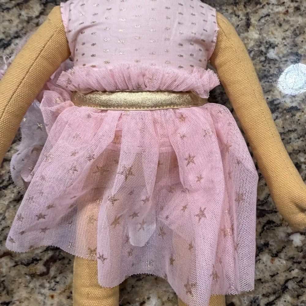 Pillowfort Ballerina Decorative Pillow Plush Doll Pink Gold Star Tutu 21.5 Inch